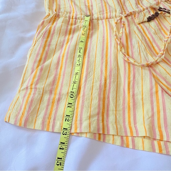 Anthropologie L Kopali Yellow Pink Mustard Striped Strapless Shorts Jumpsuit - Picture 8 of 15